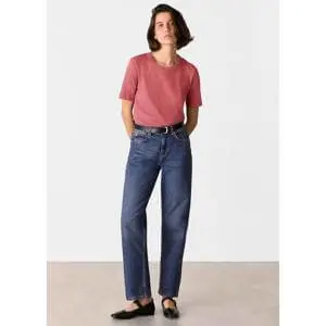 Whistles Dark Pink Rosa Double Trim T Shirt